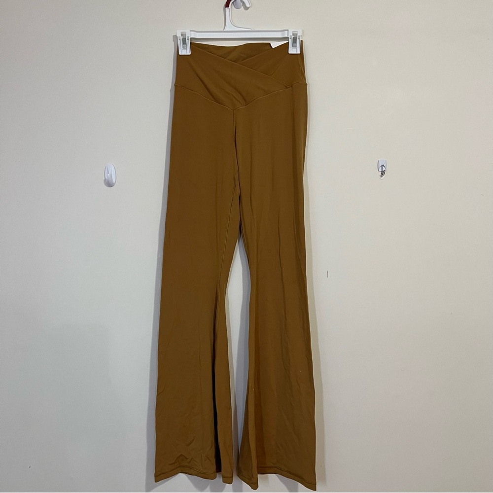 Aerie Real Me High Rise Crossover Waist Flare Golden Brown